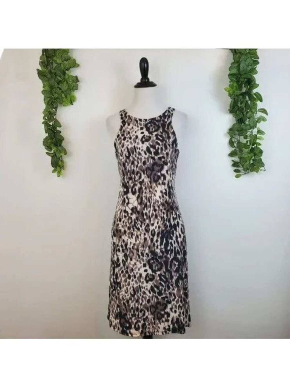 NWOT Beulah Leopard Print Sleeveless Cocktail Dress Brown Black Size Small